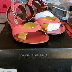 Coral and gold sandals